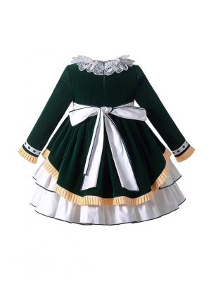 AW21 Double-layered Collar Girls Dress + Handmade Headband