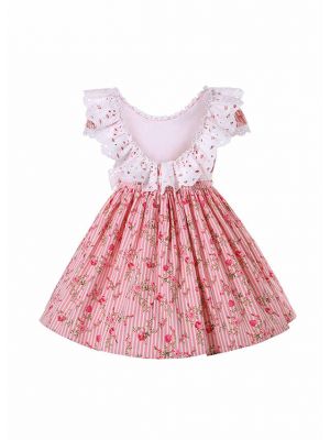 Spring Girls Pink Floral Lace Tulle Dress + Handmade Headband