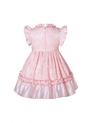 Sweet A-line Ruffle Girls Dress + Handmade Headband