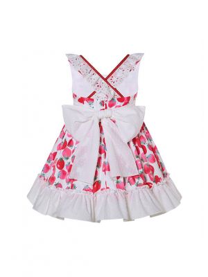 Cute Fruit Print White Girls Dress + Handmade Headband