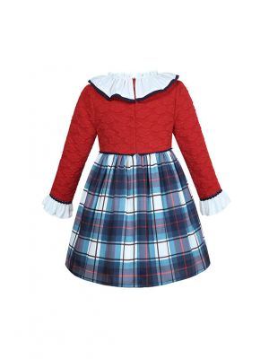 Back to School Girls Red and Blue Plaid Dress