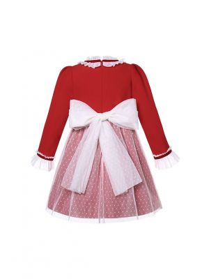 New Autumn Winter Red Christmas Dress for Girls + Handmade Headband