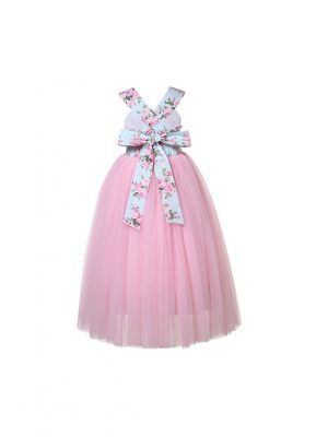 Girls Floral Sleeveless Tulle dress