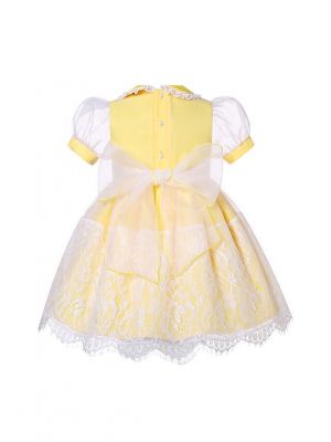 Girls Organza Yellow Smocked Dresses