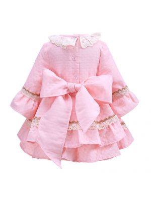 Pink Girl Dress Wtih Lace Hairband 903