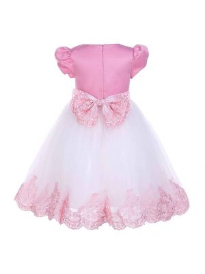 New Girl Party Dress White&Pink 1087P