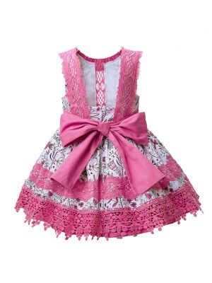 Summer Backless Hot Pink Bow Princess Dress B254