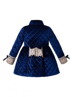 Royal Blue Diamond Pattern Winter Girls Coat